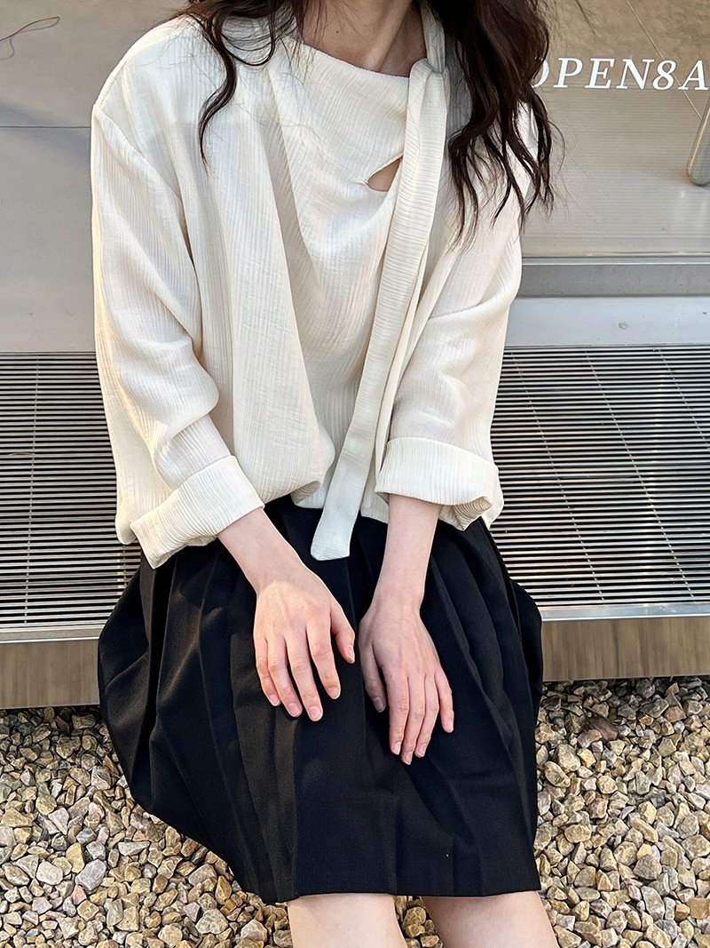 Retro Elegant Ribbon Texture Shirt For Women - Image 14