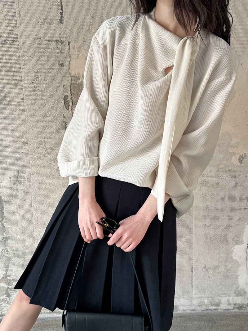 Retro Elegant Ribbon Texture Shirt For Women - Image 12