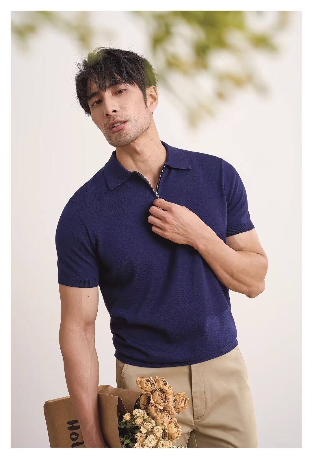 Light Luxury Zipper Polo Shirt Lapel Short Sleeve - Image 5