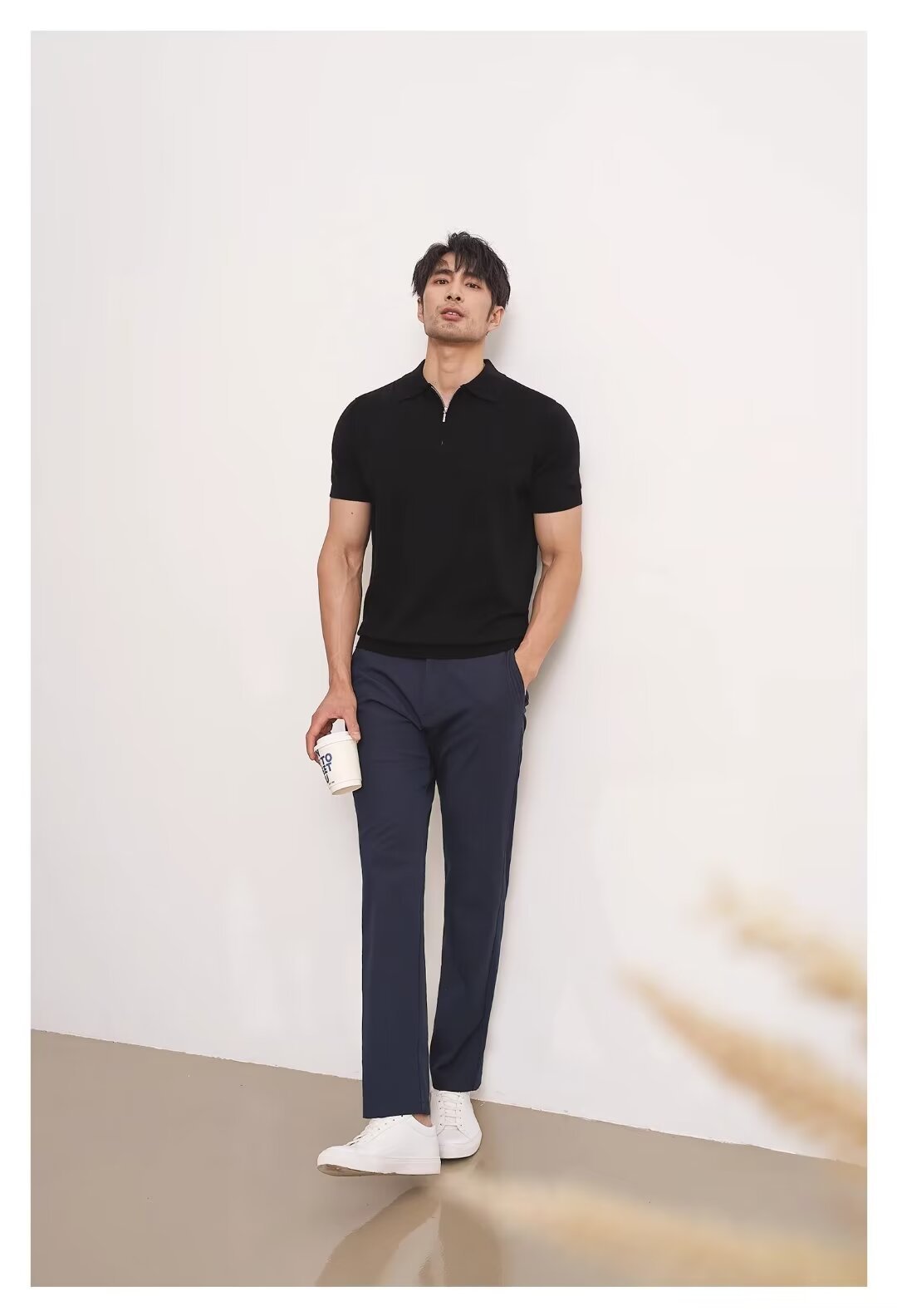 Light Luxury Zipper Polo Shirt Lapel Short Sleeve - Image 13