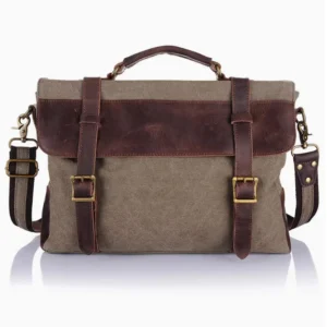 Tote Briefcase Messenger Bag With Crazy Horse Cowhide Vintage