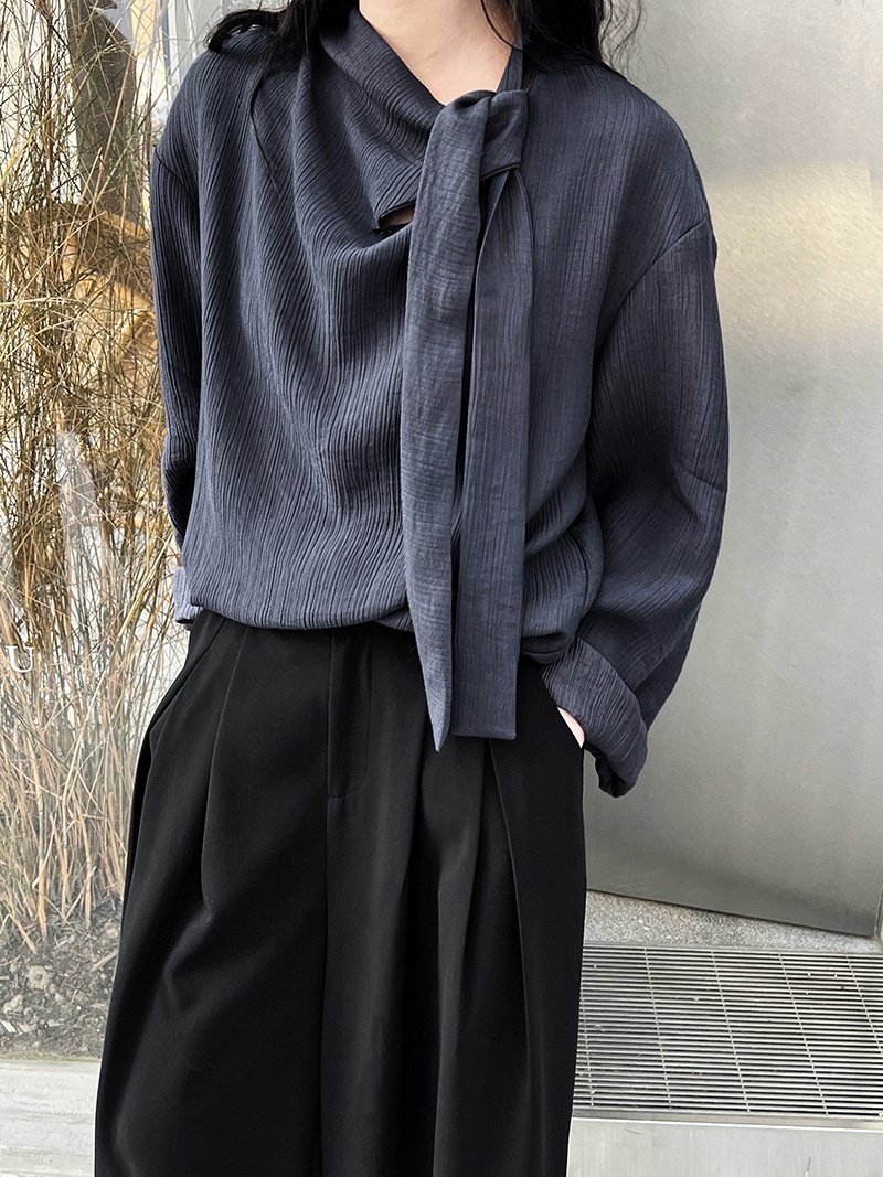 Retro Elegant Ribbon Texture Shirt For Women - Image 10