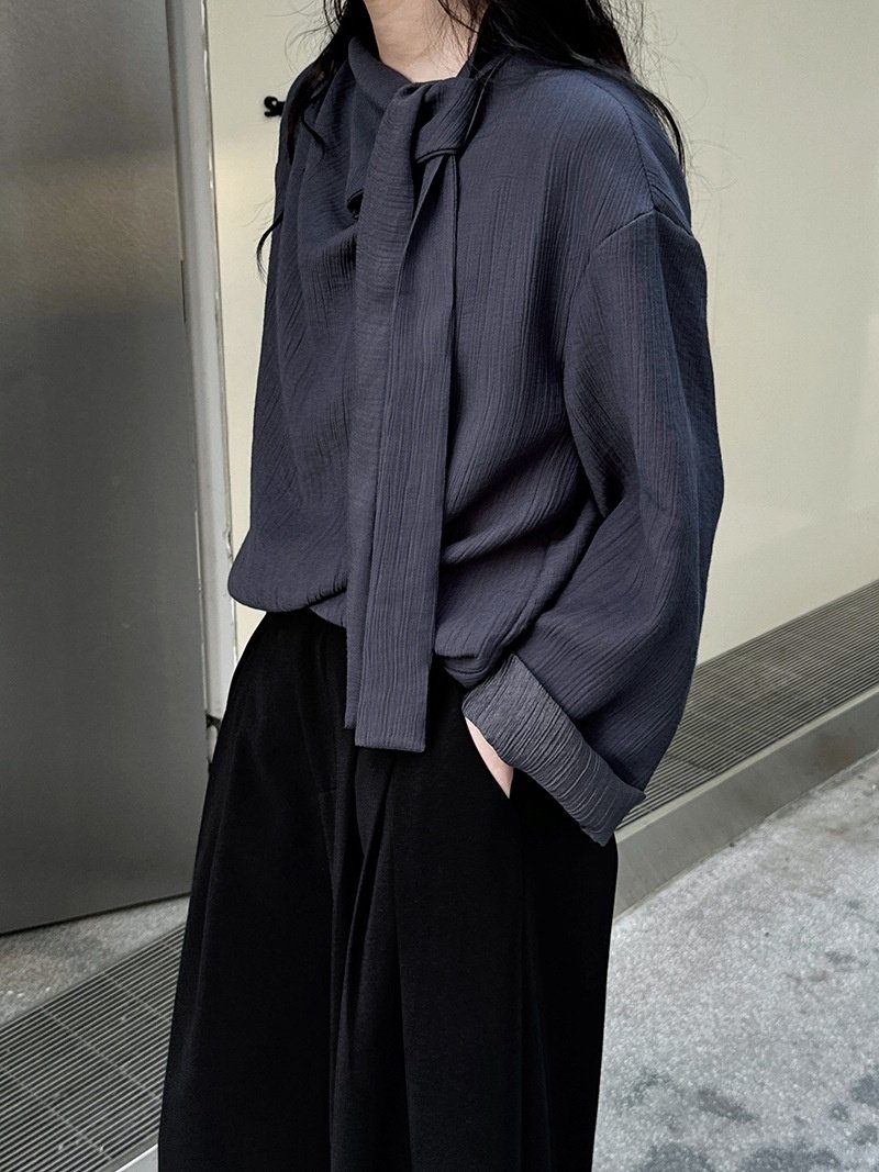 Retro Elegant Ribbon Texture Shirt For Women - Image 16